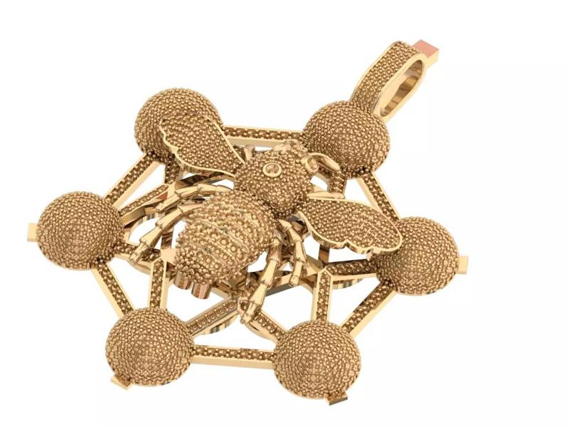 Honeycomb bee pendant Gold Pendant