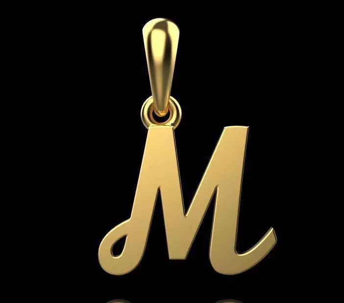 gold pendant ALPHABET LETTER M