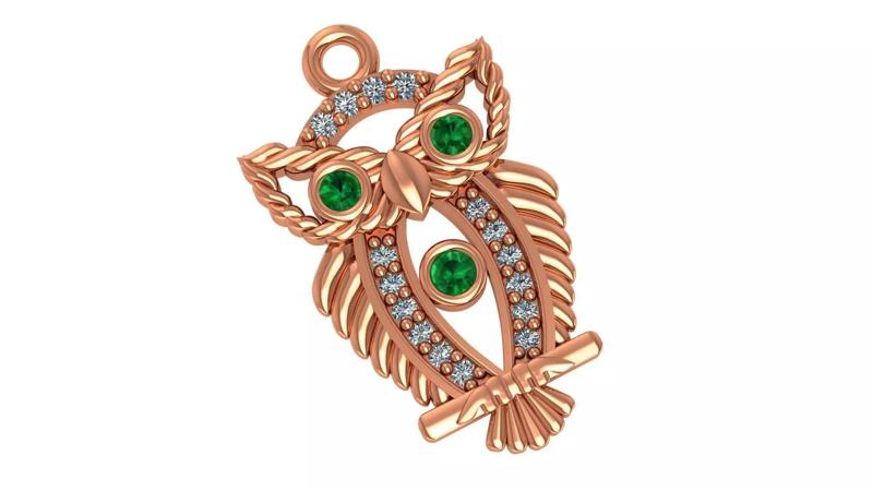 Green Eyed Owl Pendant Necklace