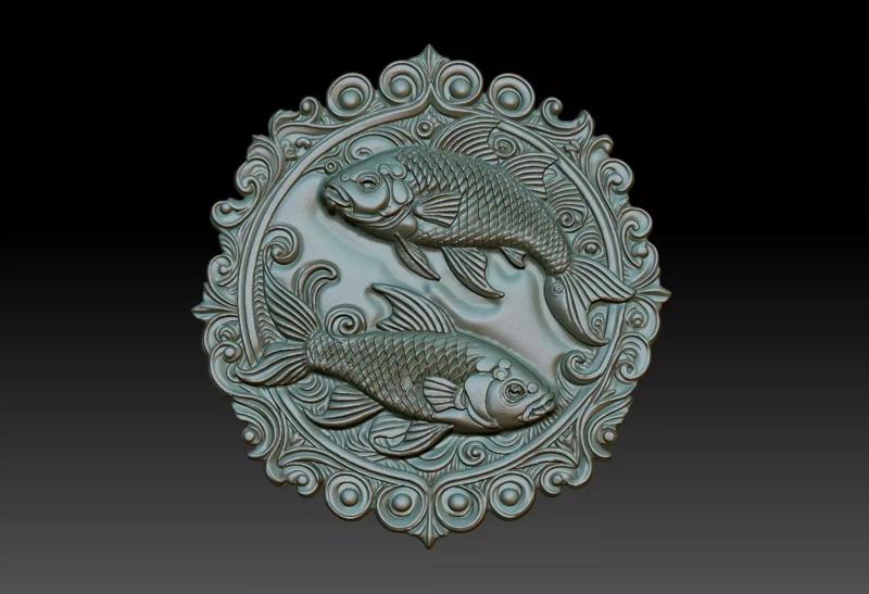 Pices Zodiacl Bas Relief Pendant 230823