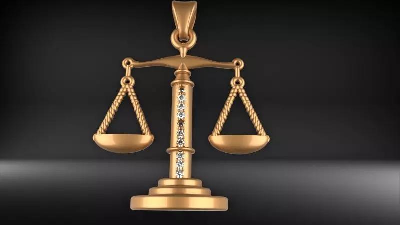 Scale Of Justice With Diamonds Pendant Necklace Jewelry
