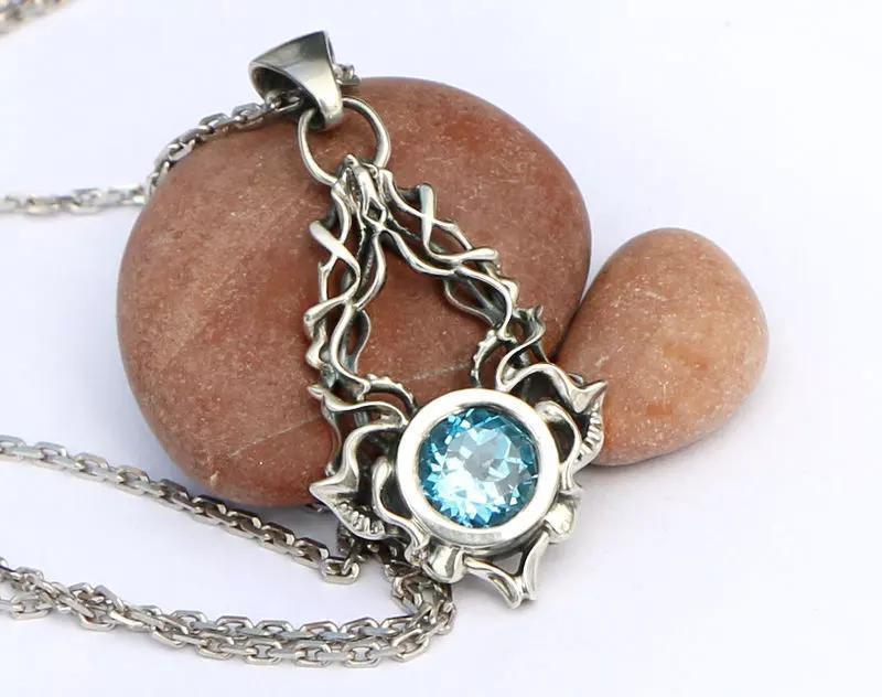 Pendant model with a round stone - Jewelry 3D model