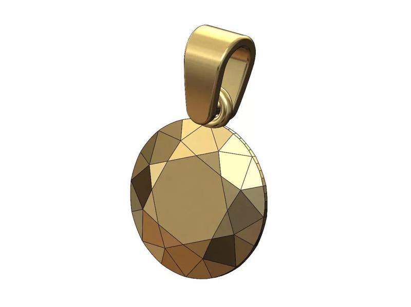 Round faceted metal diamond pendant charm with bail