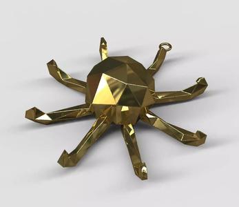 Octopus - Nautical Charm 3D Model - Faceted Printing Pendant