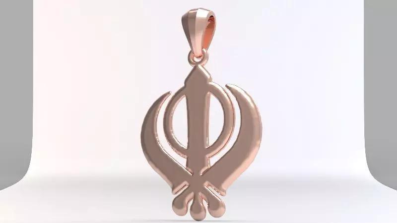 Sikh Khanda Punjabi Kirpan Sword Symbol Pewter Pendant