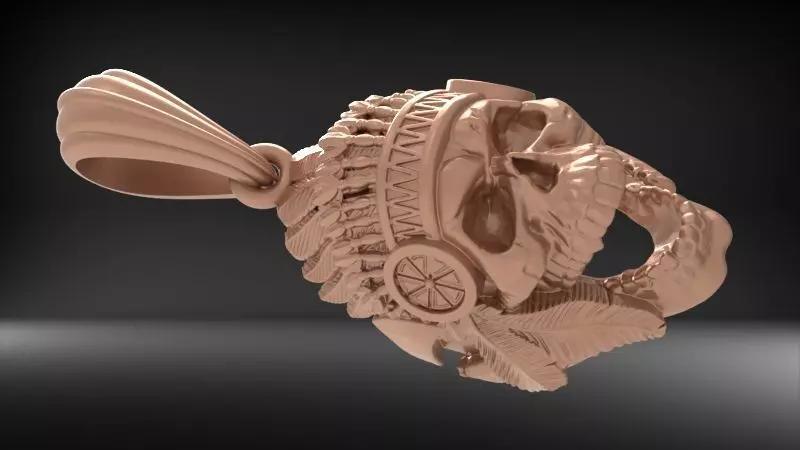 Skull with Headress Charm