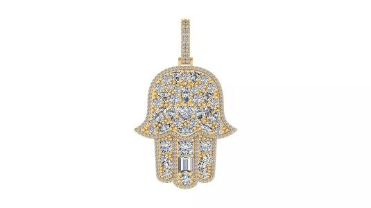 Majestic Iced-Out Hamsa Hand Pendant