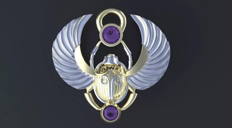 Pendant Scarab 3D print or CNC model