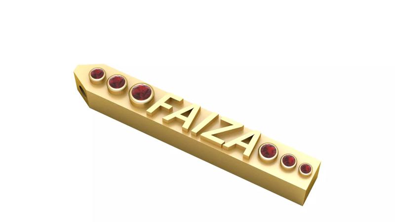 FAIZA NAME FANCY PENDANT 3D PRINTABLE MODEL