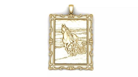 Horse Painting Frame Pendant 3d Printable Model