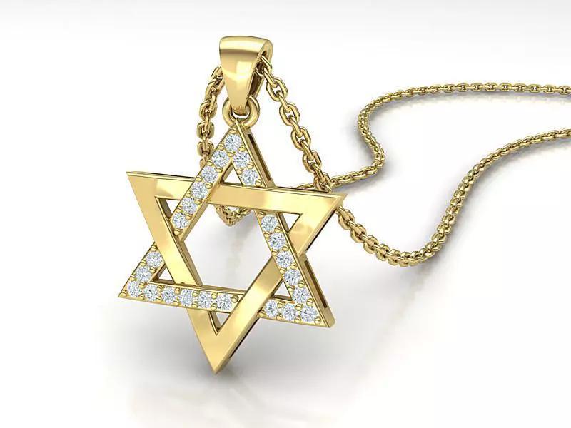 Jewish Star of David Diamond pendant necklace 24mm