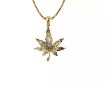 Marijuana Leaf Diamond Pendants
