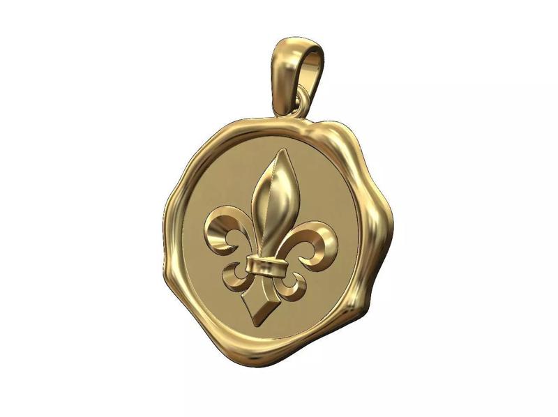 Royal Lily wax seal pendant charm