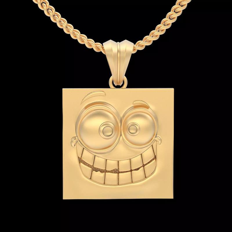 Emoji face comic pendant  gold jewelry 3D printable model