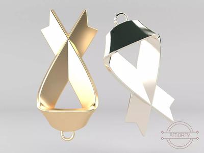 RIBBON Pendant  Stl Obj Stp Files for 3D Jewelry Print