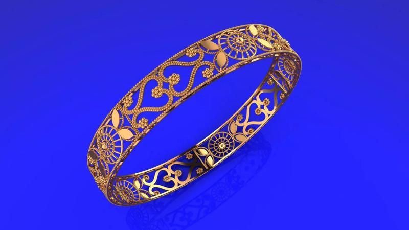 2503 Flower Vine Openwork Bangle 65MM-12gm