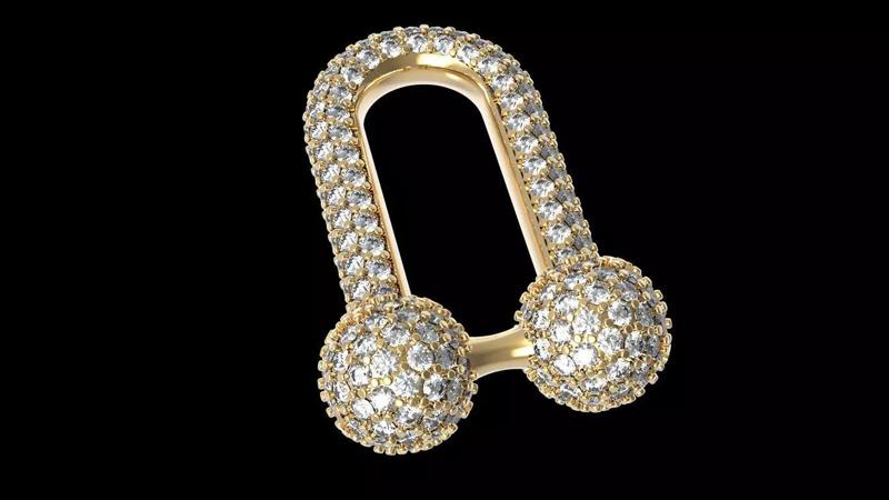 3D Hardwear Bracelet or necklace Diamond Paved Detal