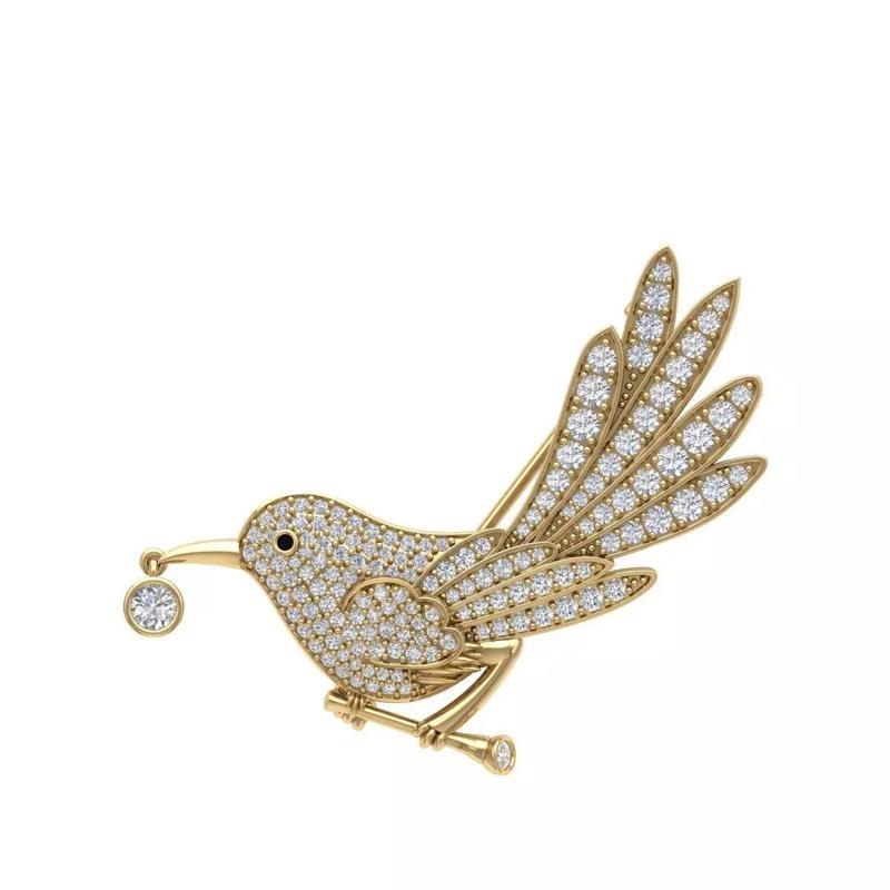 Bird Carry Food Beak Brooch