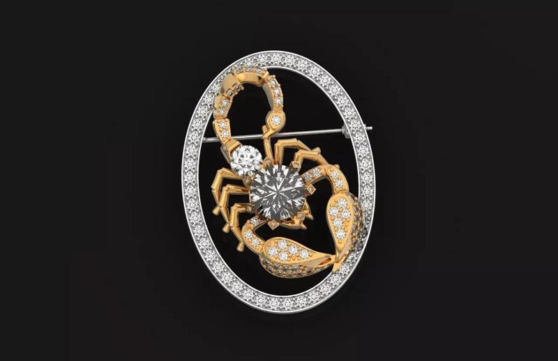 brooch scorpion with stones 766