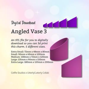 Angled Vase 3 STL File - Digital Download -5 Sizes- Homeware, Minimalist Modern Design