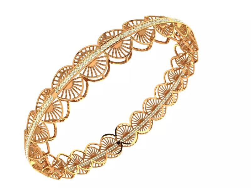 105 Interwoven Gold Bangle 12gm