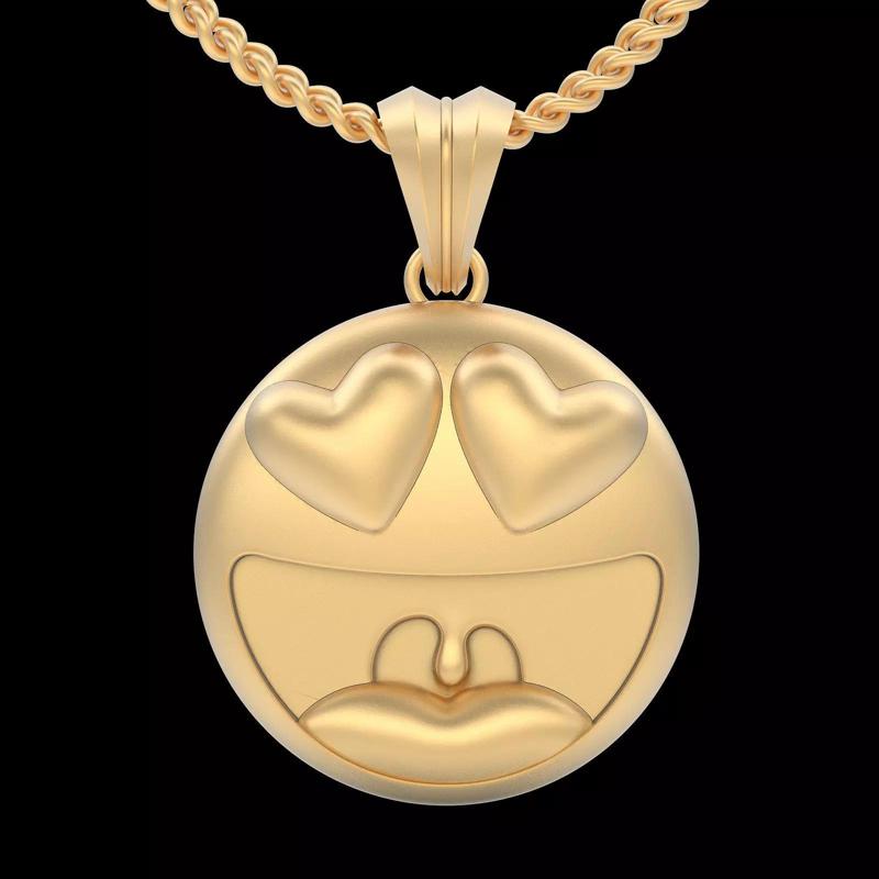 Emoji face comic pendant silver gold jewelry 3D printable model