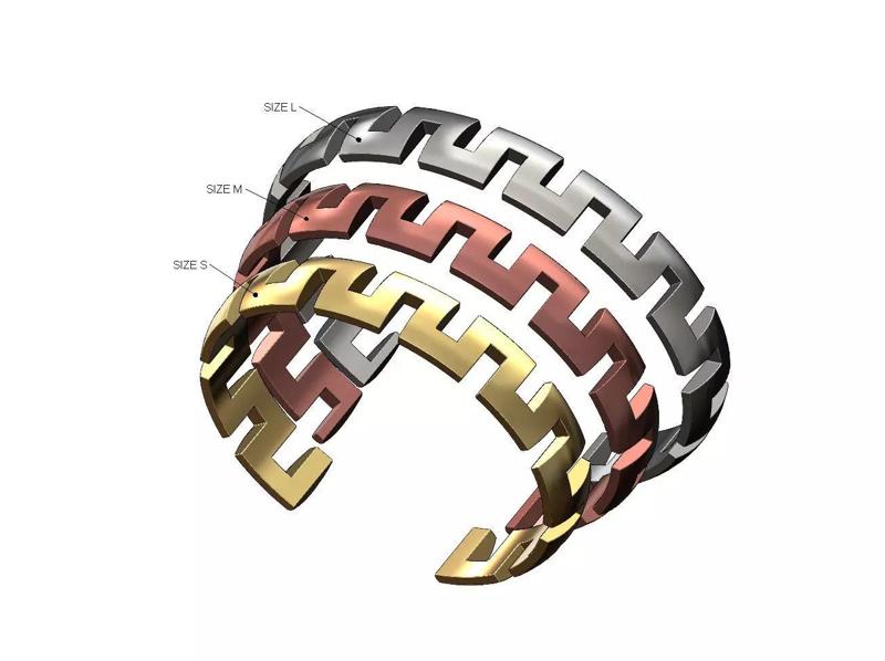 Square chinky greeek key cuff bracelets