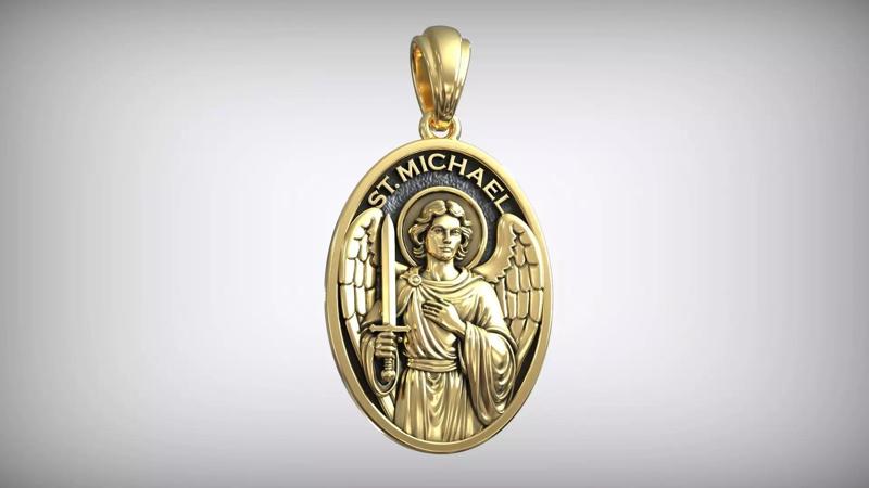 Saint Michael Archangel Oval Medal Catholic Christian Pendant