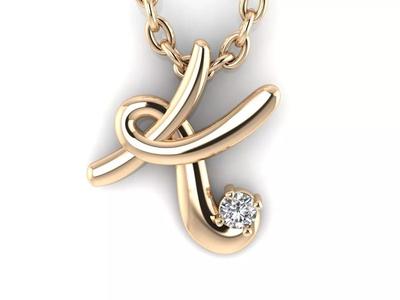 Pendant K letter gold with diamonds