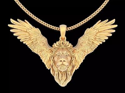 Lion and wings silver goild  jewelry printable 3D model