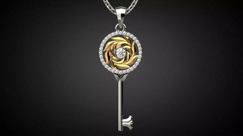 Gemstone Key Pendant P15