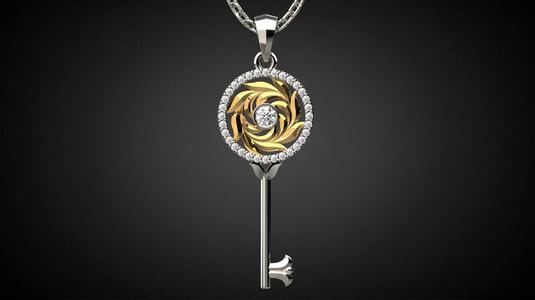 Gemstone Key Pendant P15