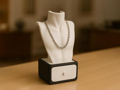 Jewelry box drawer with necklace bust