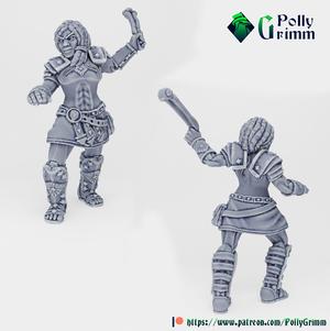 Tabletop fantasy miniature. Nymphs set. Oread warrior