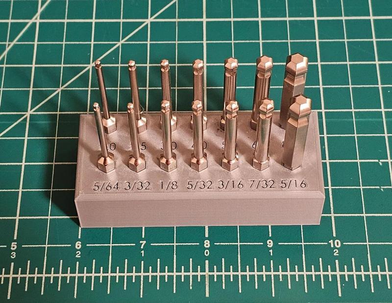 Metric and SAE Allen wrench head set stand for 1/4 inch hex shank   