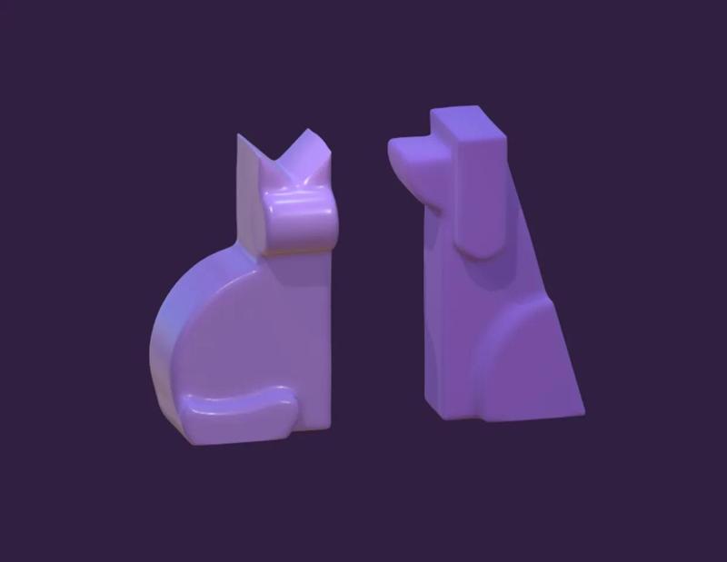 Geometric shaped dog and cat   