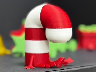 Articulated Christmas Candy Cane with legs, hands