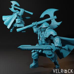 Male Dwarf Knight with Axe and Sword (PRESUPPORTED)