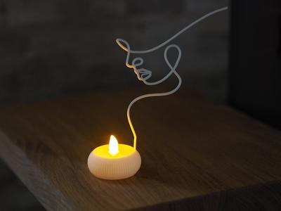 Led candle holder with a face