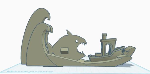 benchy chased by huge fish   