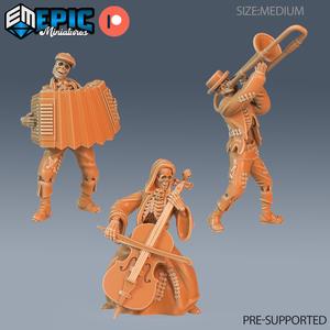 Skeleton Musician Set / Undead Music Performer / Evil Army / Walking Dead / Graveyard Encounter