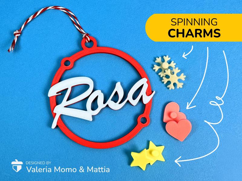 Christmas Decor w Spinning Charms, CUSTOMIZE NAME!