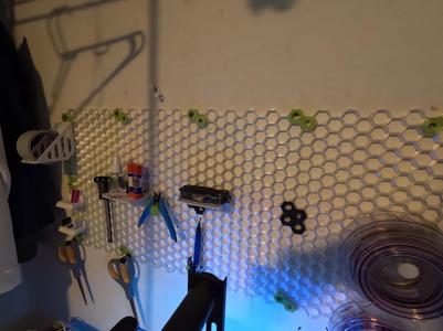 Honeycomb storage wall with my remix holder