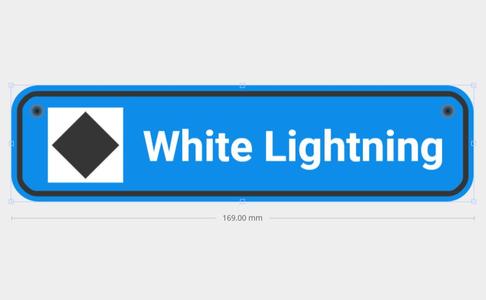 White Lightning Diamond Ski Trailer Sign