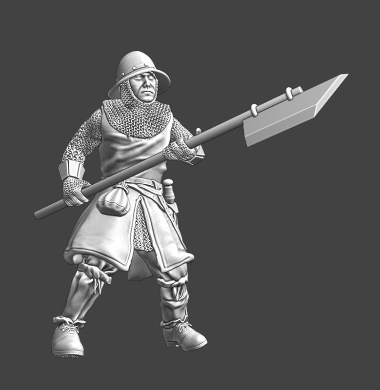 Medieval infantryman with poleweapon