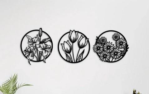 Wall art flower in circle decoration
