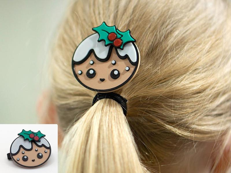 Cute Christmas Pudding Hair Clip