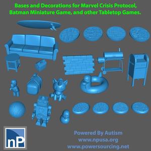 Marvel Crisis Protocol / Batman Miniature Game Bases, Terrain, and Debris - Pack 4