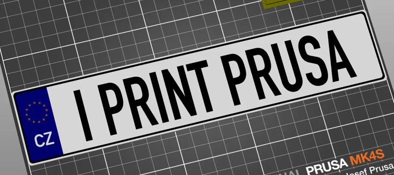 License Number Plate CZ "I PRINT PRUSA"   