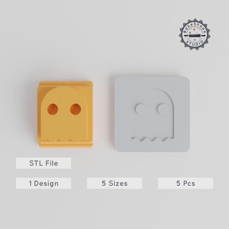 Ghost Stamp Tile Set, 5 Sizes, Perfect for Clay, Cookies & Fondant, Halloween Spooky Spirit Motifs PRODUCT_1455